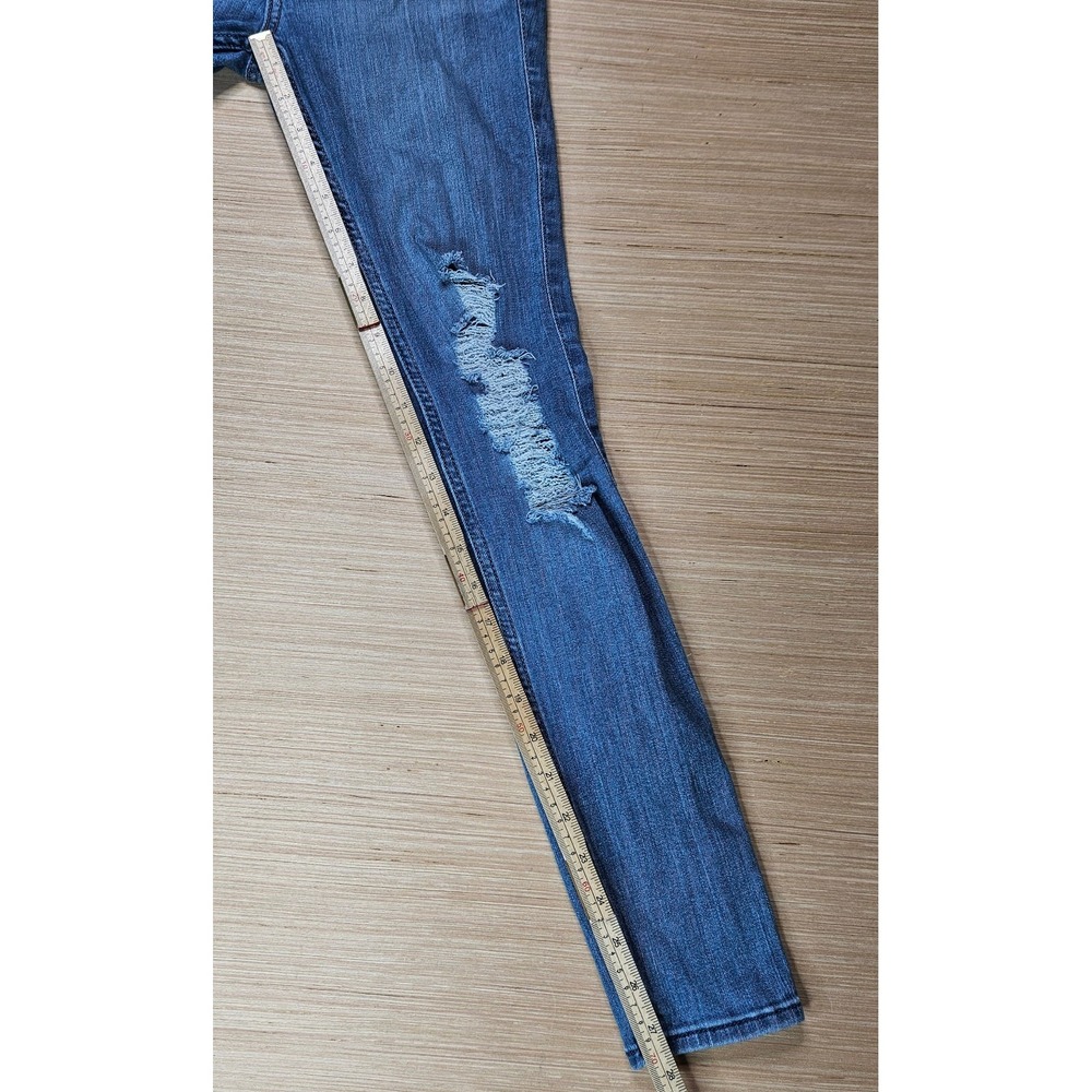 Hollister Mid-Rise Super Skinny Jeans Womens 3R Blue Distressed Denim Stretch - Picture 7 of 13